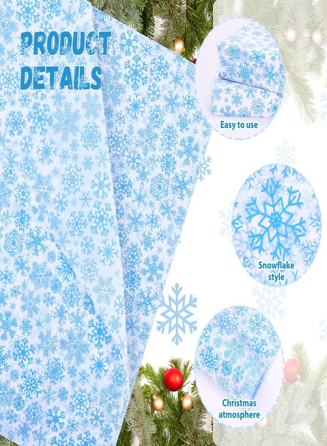 وولاين ورق تغليف هدايا عيد الميلاد الشتوي من والين، 60 ورقة، ورق تغليف أزرق بنقشة ندفة الثلج، مناسب لأعياد الميلاد وحفلات استقبال المولود الجديد والحرف اليدوية، مقاس 20 × 28 بوصة - Image 3